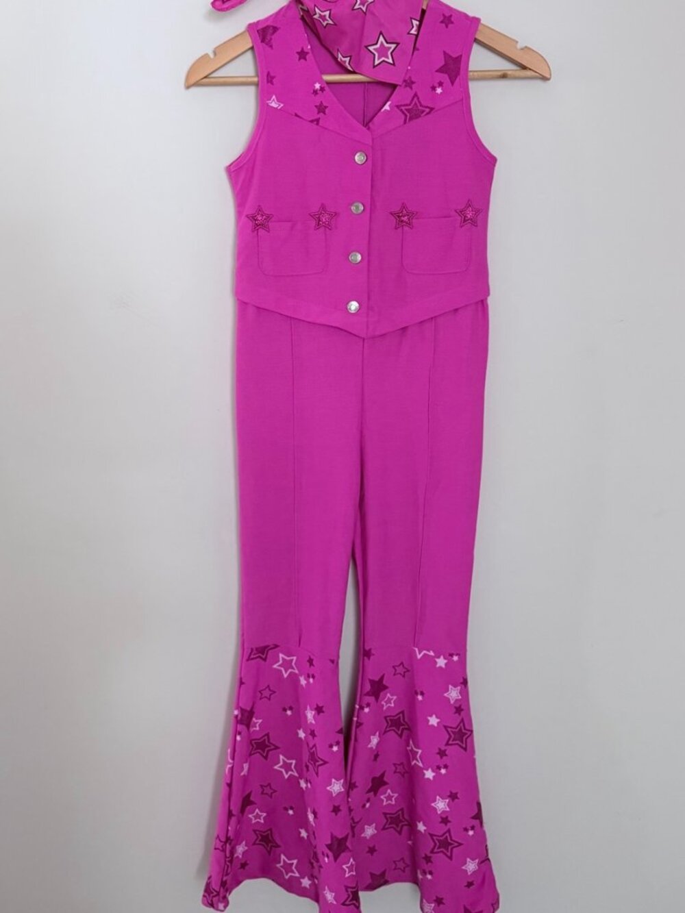 Barbie by Mattel Pink Western Cowgirl Costume Set Size M Star Flare Pants